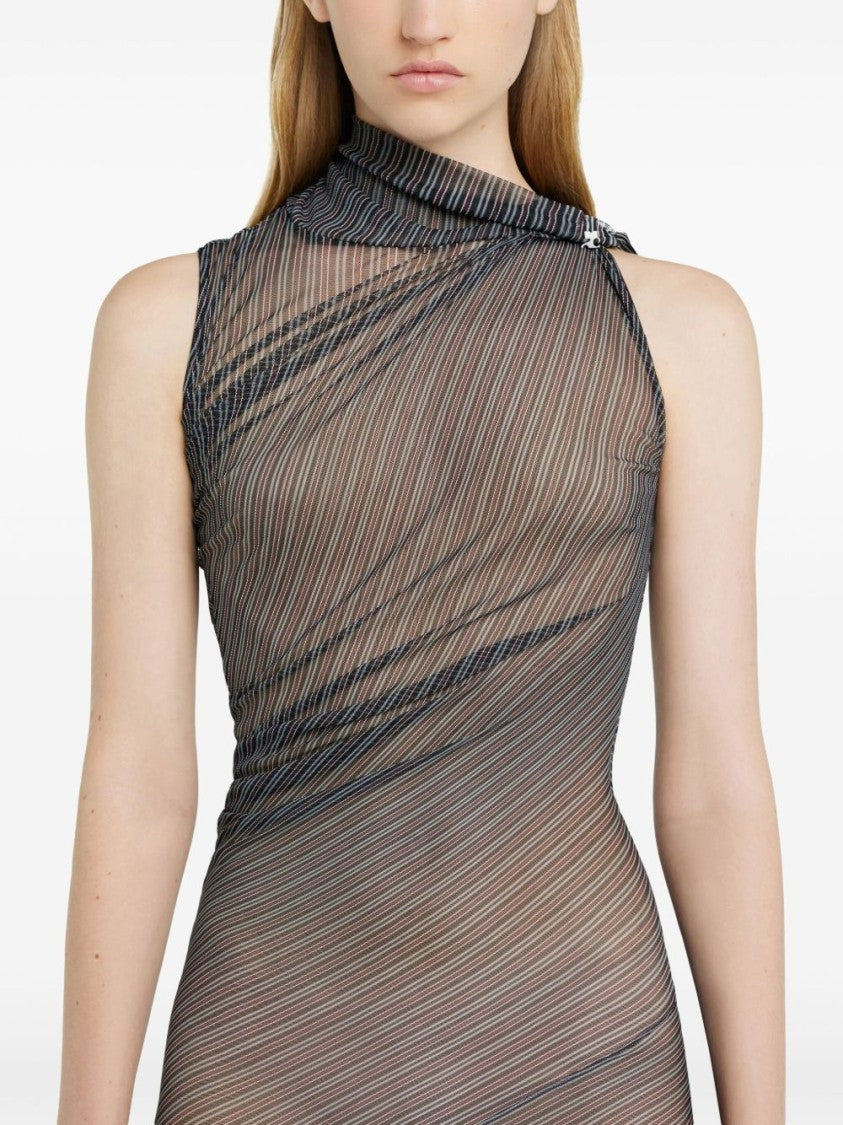 Courrèges Midi Dress With Sheer Diagonal Stripe