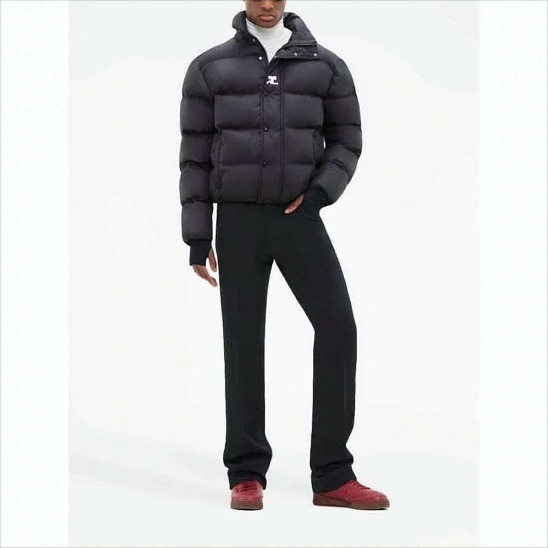 Courrèges Quilted Down Coat With High Collar
