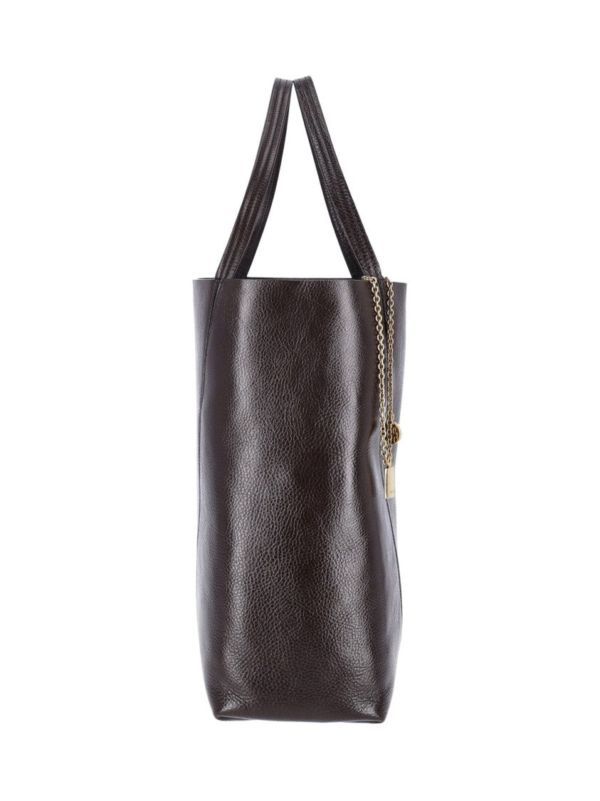 Chloé Dark Brown Spin Leather Tote Bag