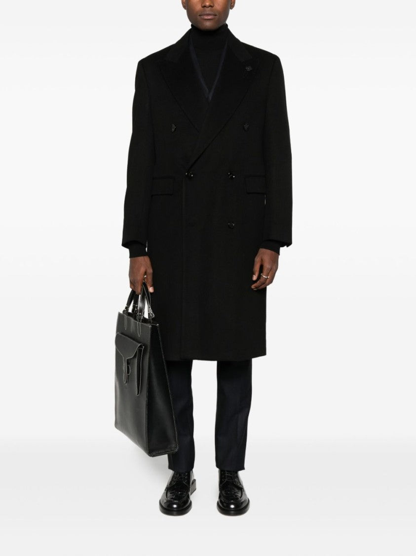 Lardini Double-Breasted Tailored Coat With Floral Detail