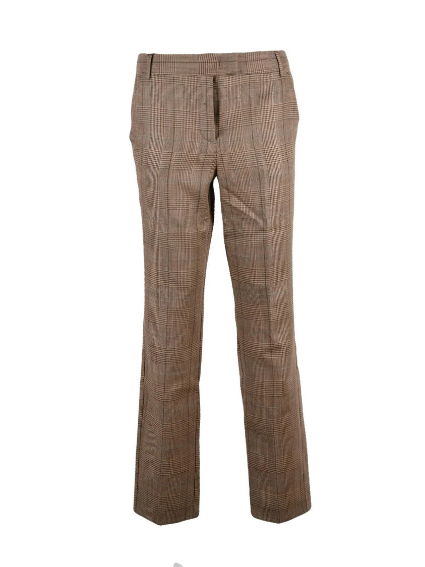 Marella Beige/Brown Plaid Virgin Wool Pants