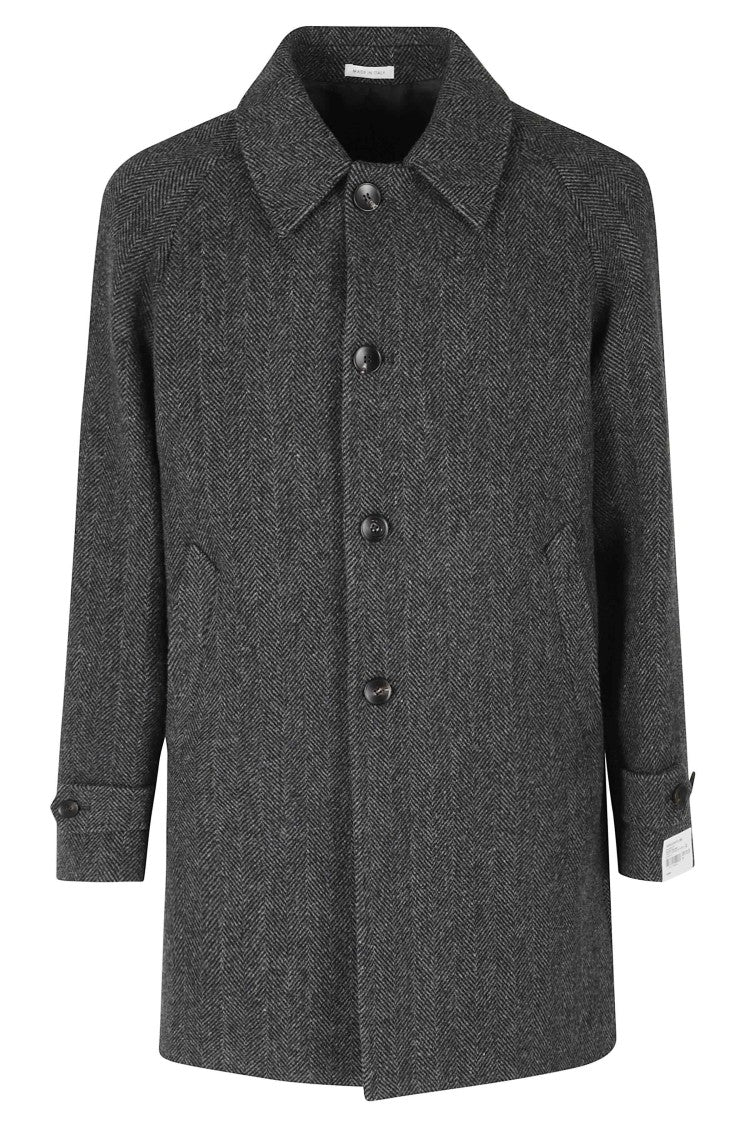 Breras Milano Anthracite Spiked-Weave Virgin Wool Raglan Coat