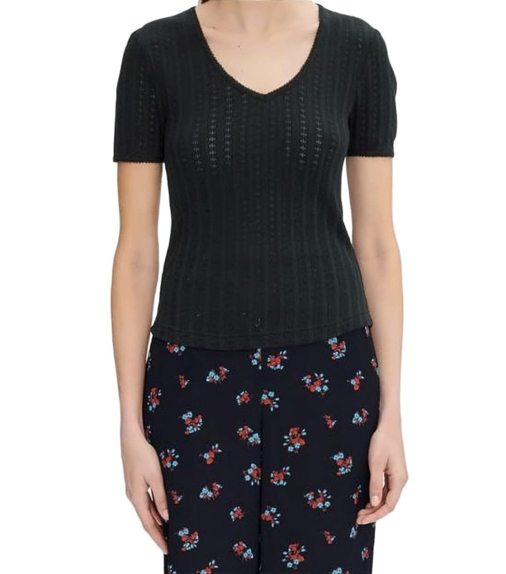 A.P.C. Textured V-Neck Fitted Top