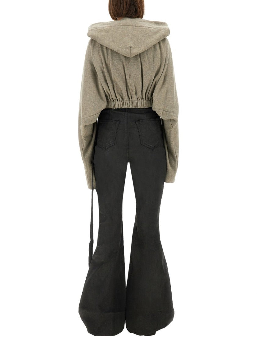 Drkshdw By Rick Owens Cropped Hooded Tunic Sweatshirt