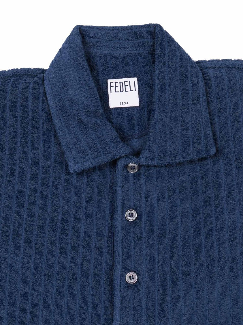 Fedeli Short Sleeve Ribbed Knitted Polo Shirt
