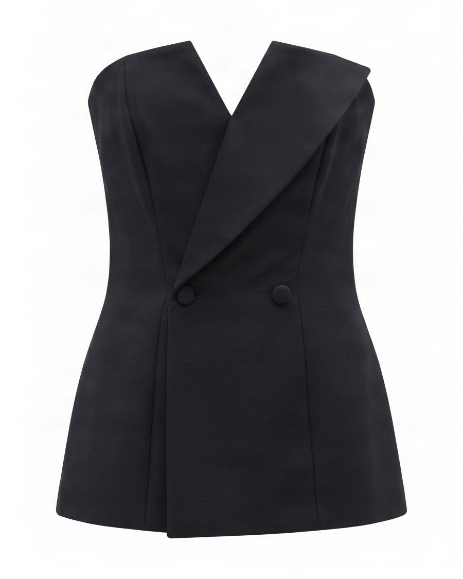 P.A.R.O.S.H. Double-Breasted Sleeveless Virgin Wool Top