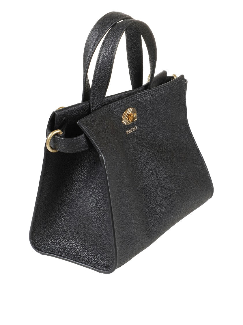 Burberry Structured Black Shoulder Bag With Gold-Tone Hardware