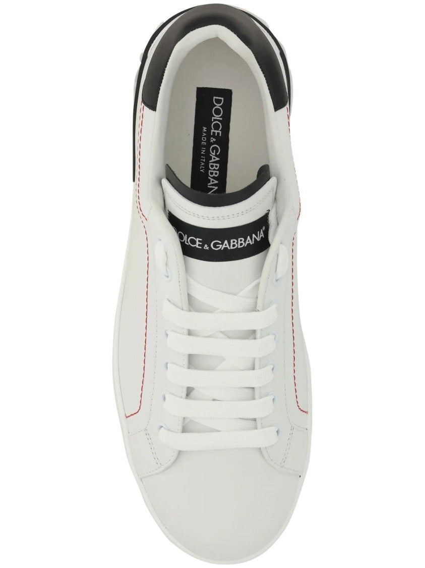 Dolce & Gabbana Low-Top Sneakers In Smooth Vitello Leather With Contrasting Details
