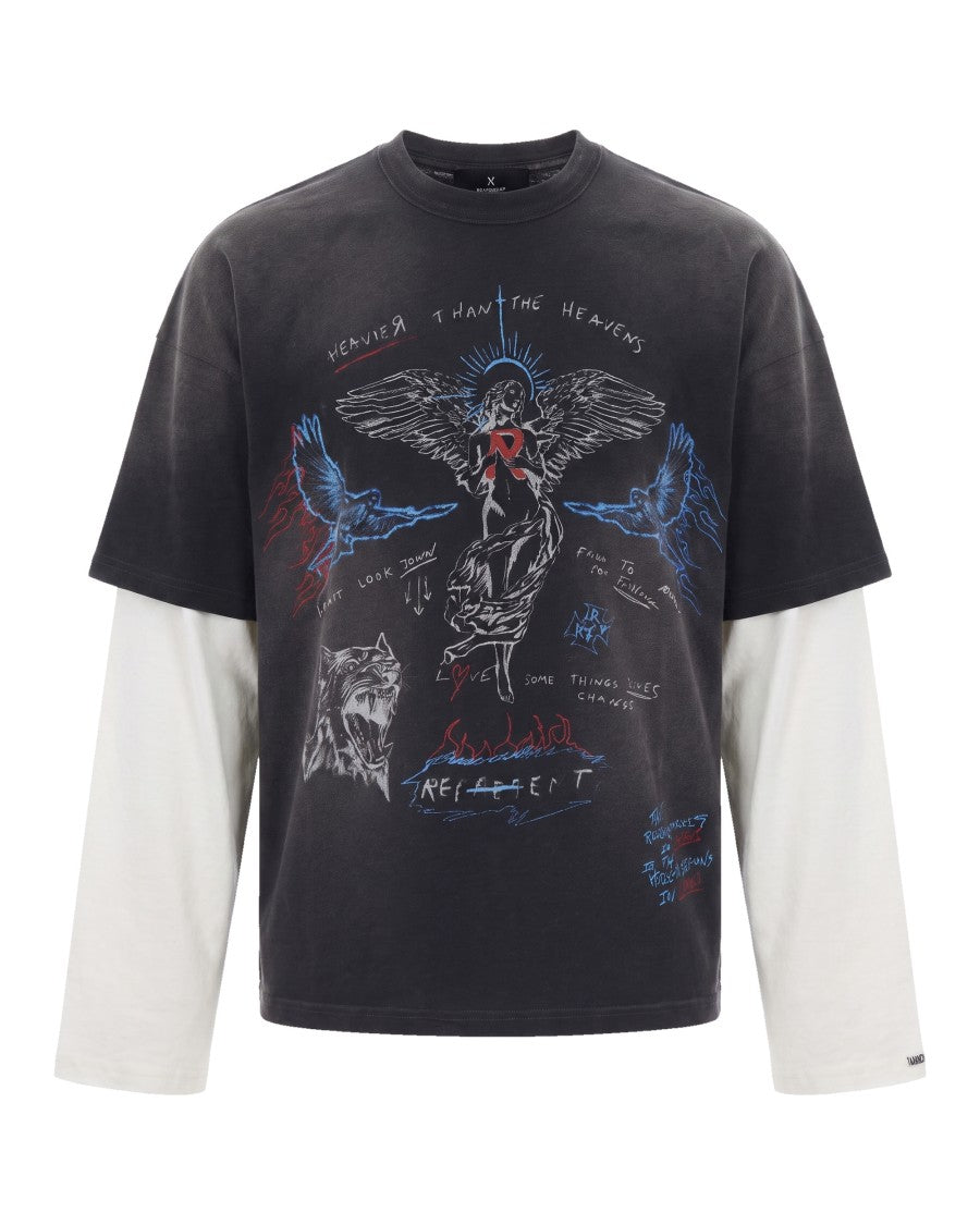 Represent Washed Black Heavier Than The Heavens Layered T-Shirt