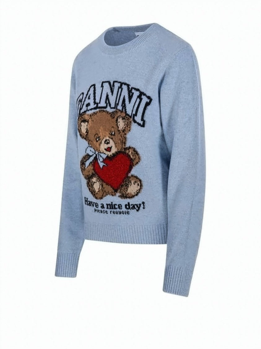 Ganni Light Blue Knit Sweater