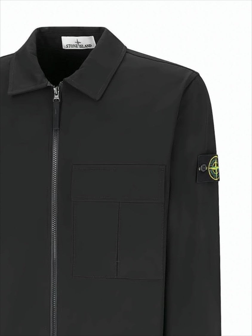 Stone Island Black Cotton Jacket With Minimalist Design