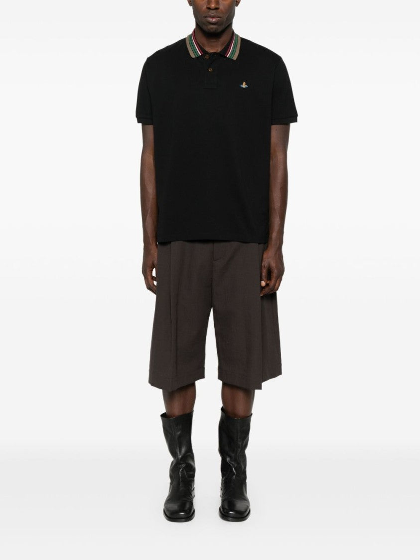 Vivienne Westwood Ribbed Collar Black Polo Shirt