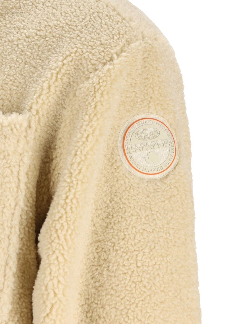 Napapijri Sherpa-Style Fleece Shirt-Jacket With Button-Front Closure
