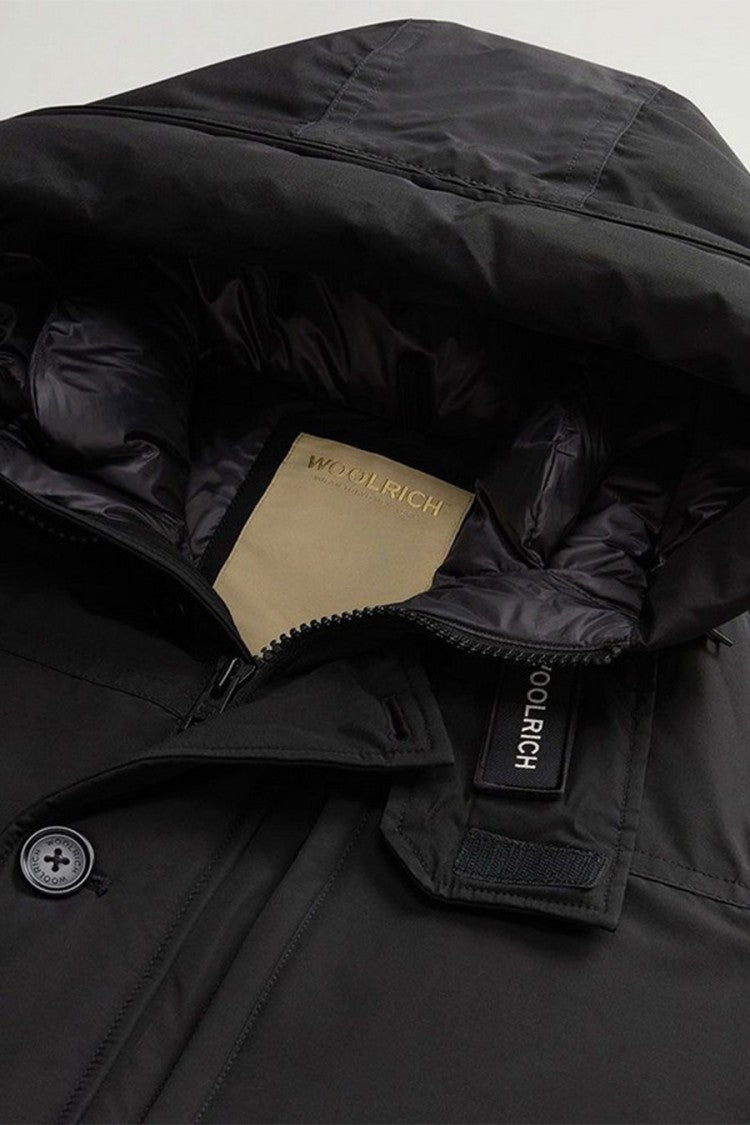 Woolrich Black Hooded Button-Front Cotton-Blend Jacket