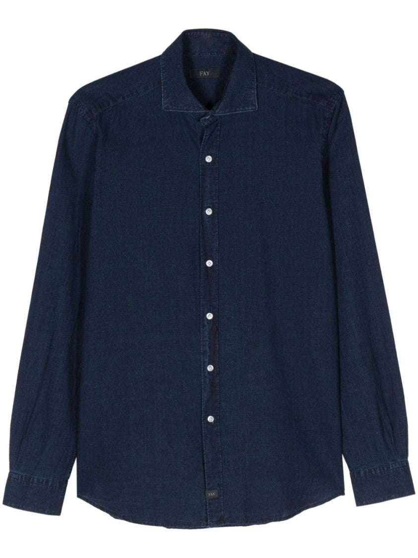Fay Navy Blue French Collar Shirt
