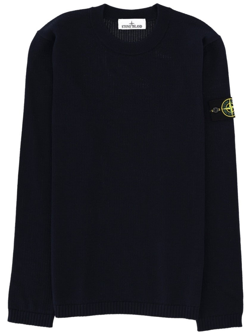 Stone Island Black Fitted Patch Cotton Sweater