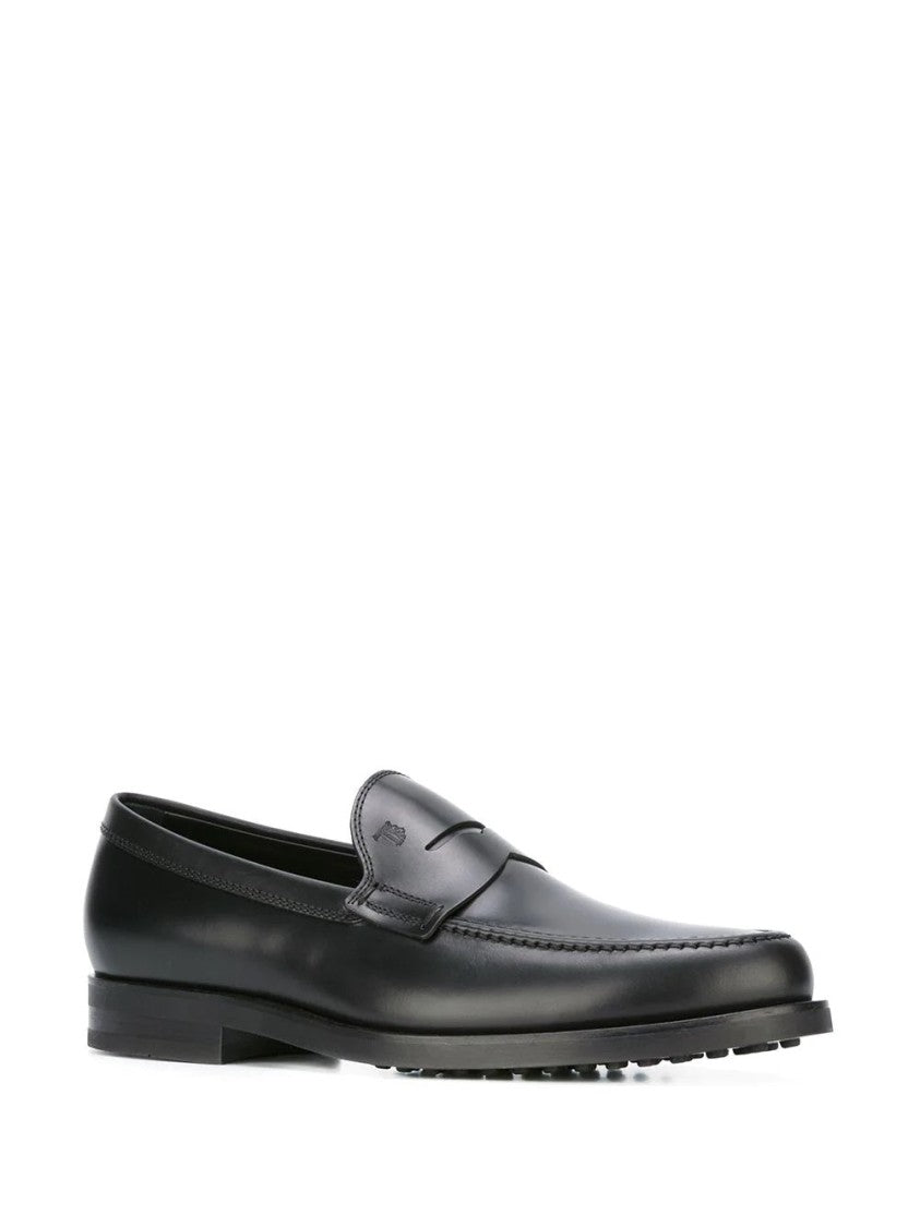 Tod's Part-Open Black Leather Loafers