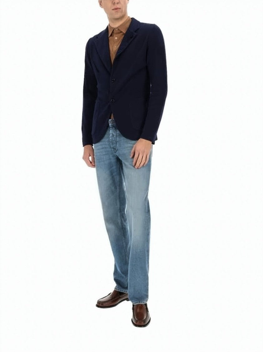 Lardini Tailored Fit Navy Cotton Jacket
