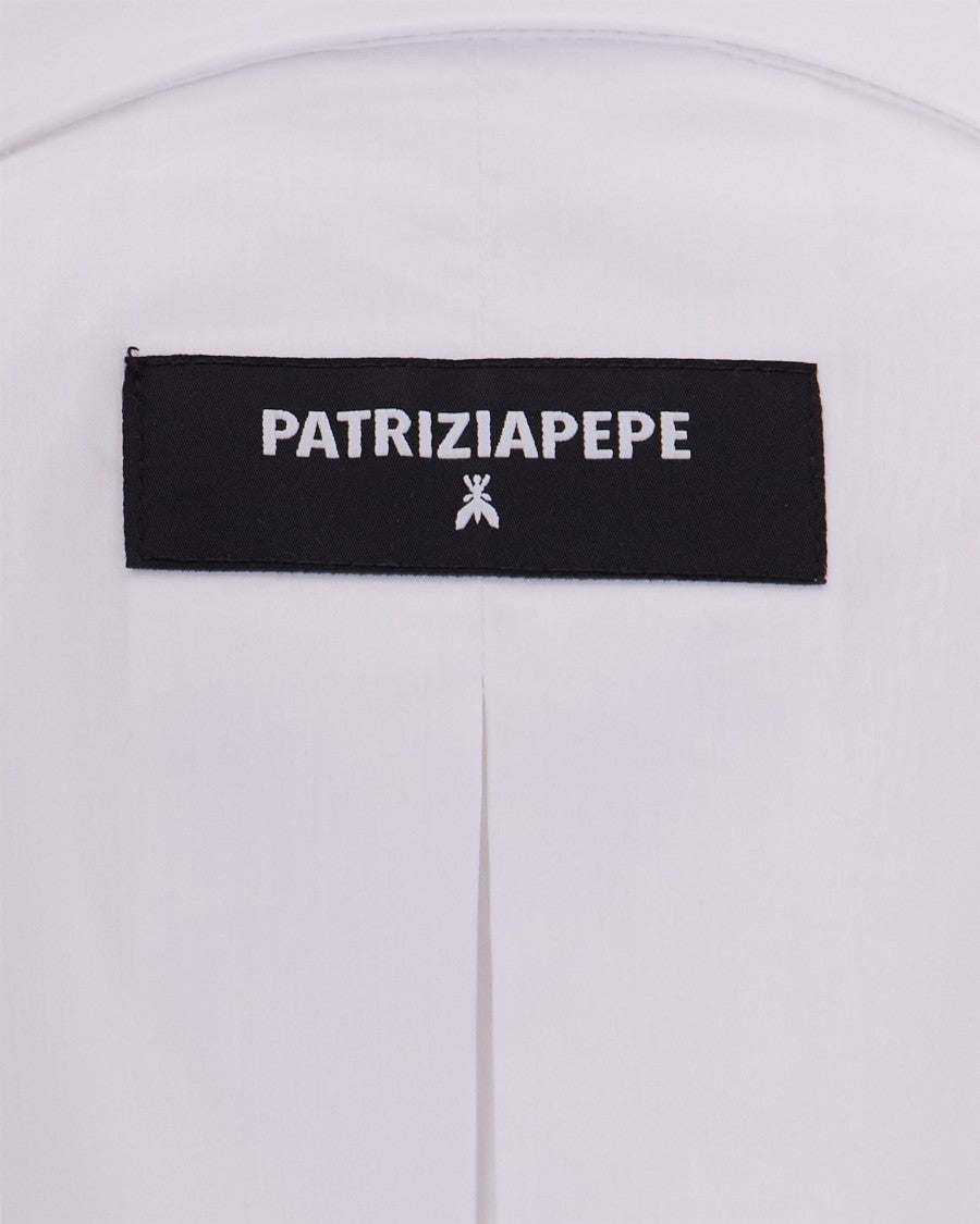 Patrizia Pepe Structured Cotton Poplin Shirt With Cut-Out Back And Metal Rivets