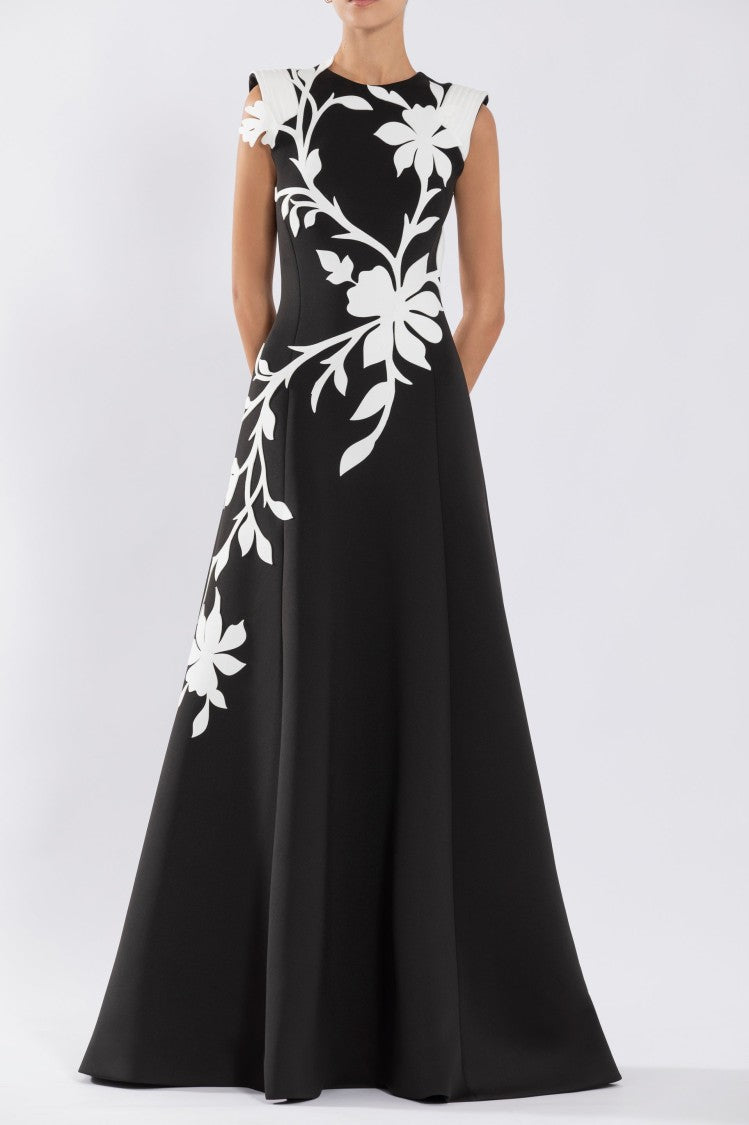Saiid Kobeisy Neoprene Dress With Floral  Embroidery