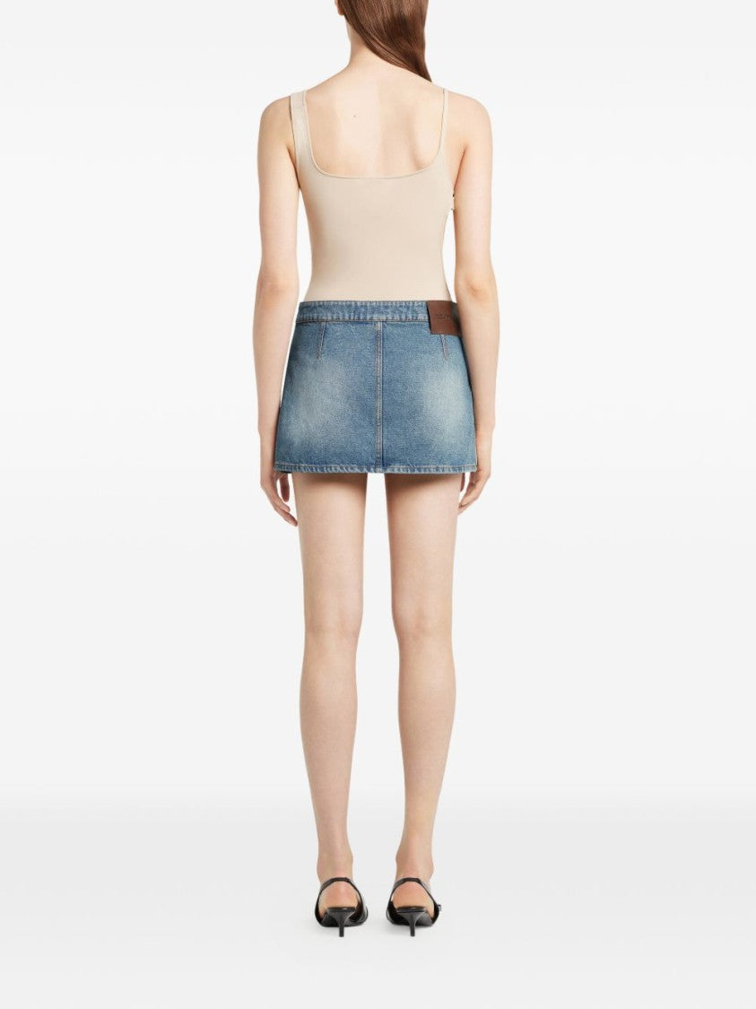 Courrèges A-Line Mini Denim Skirt With Double-Button Closure