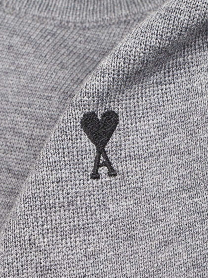 Ami Paris Quota Crewneck Ami De Coeur Knit Sweater