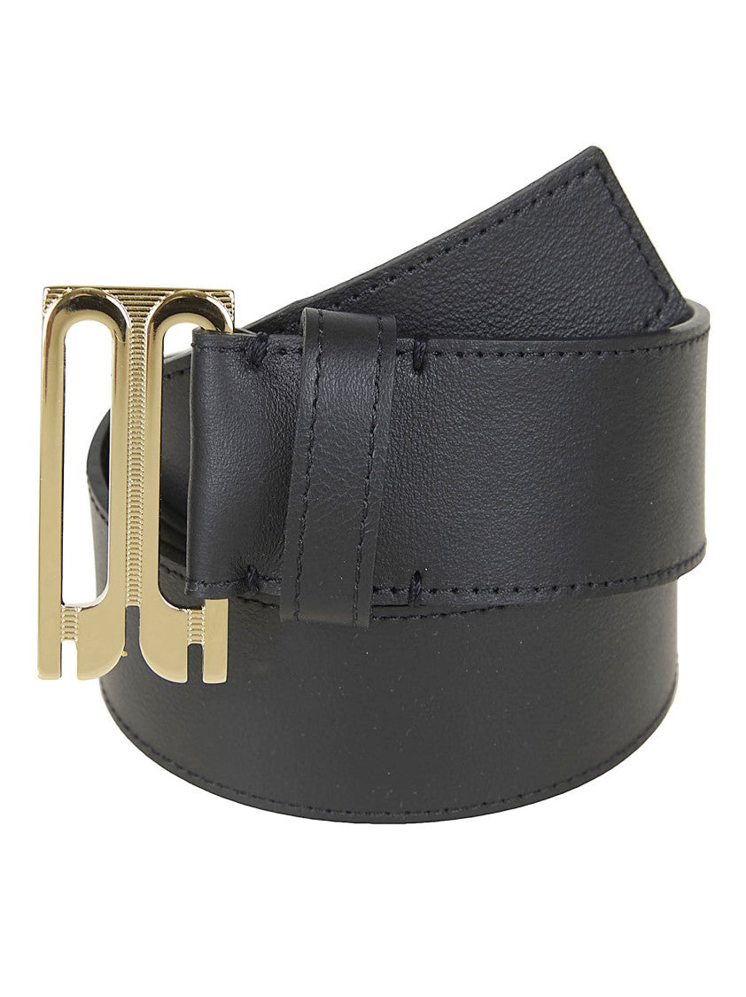 Victoria Beckham Geometric Black Leather Belt