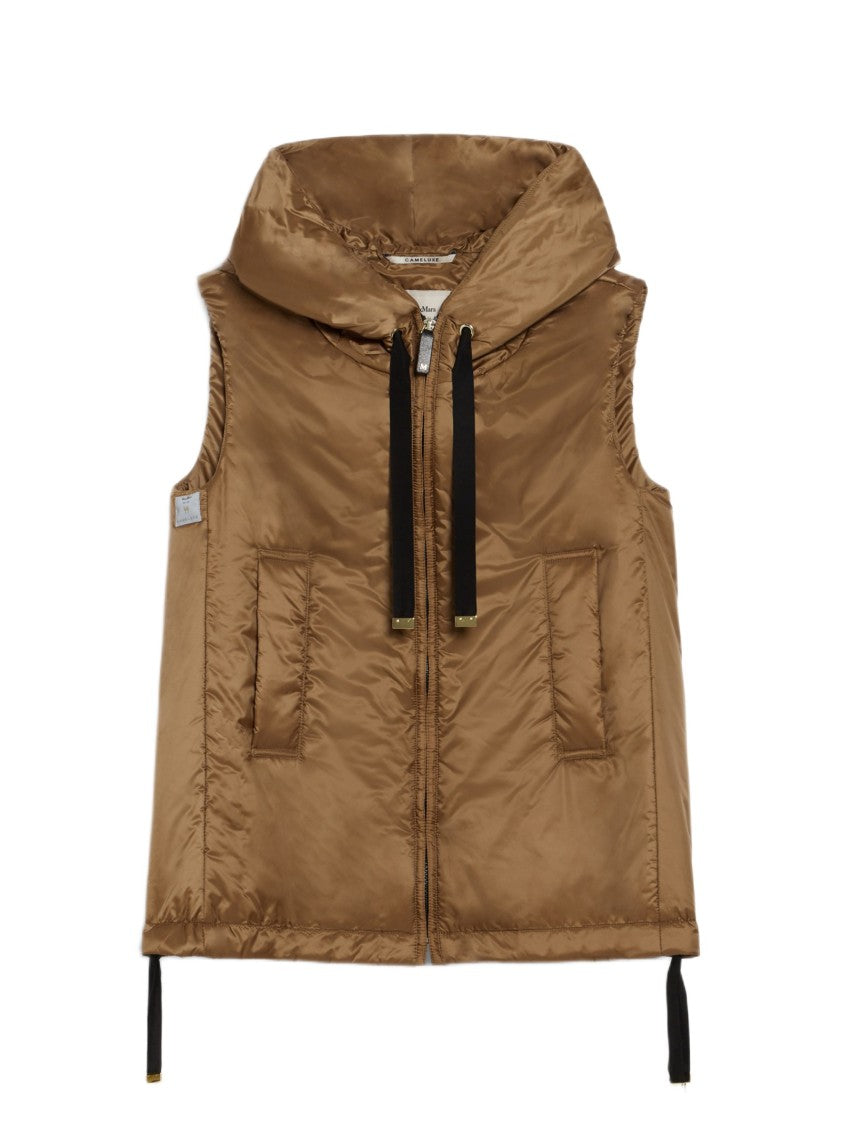 Max Mara Short Hooded Vest With Drawstring Hem