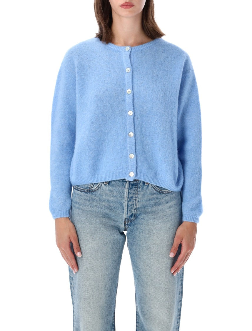 American Vintage Light Blue Vito Fuzzy Wool Cardigan