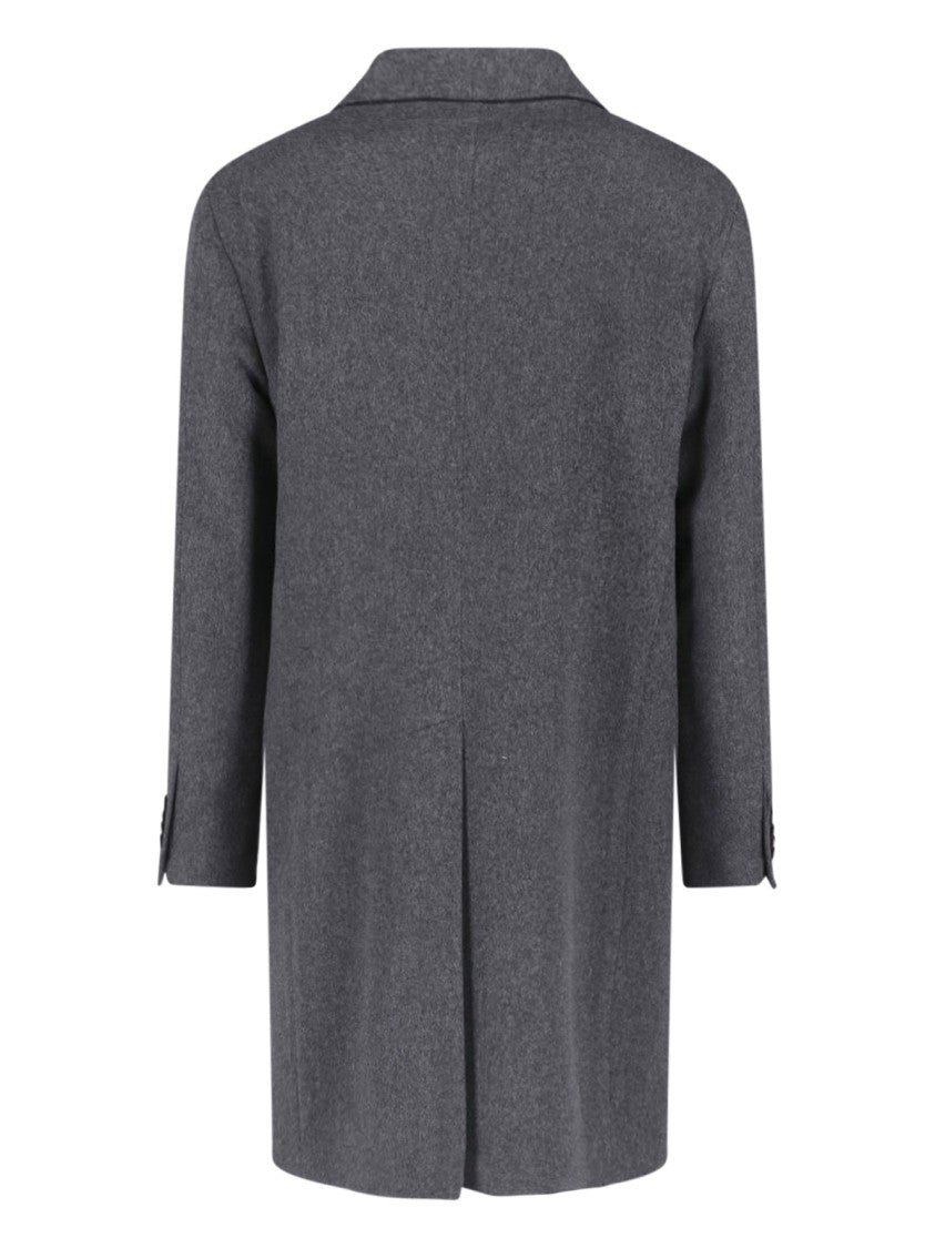 Tagliatore Grey Virgin Wool Peak Lapel Coat