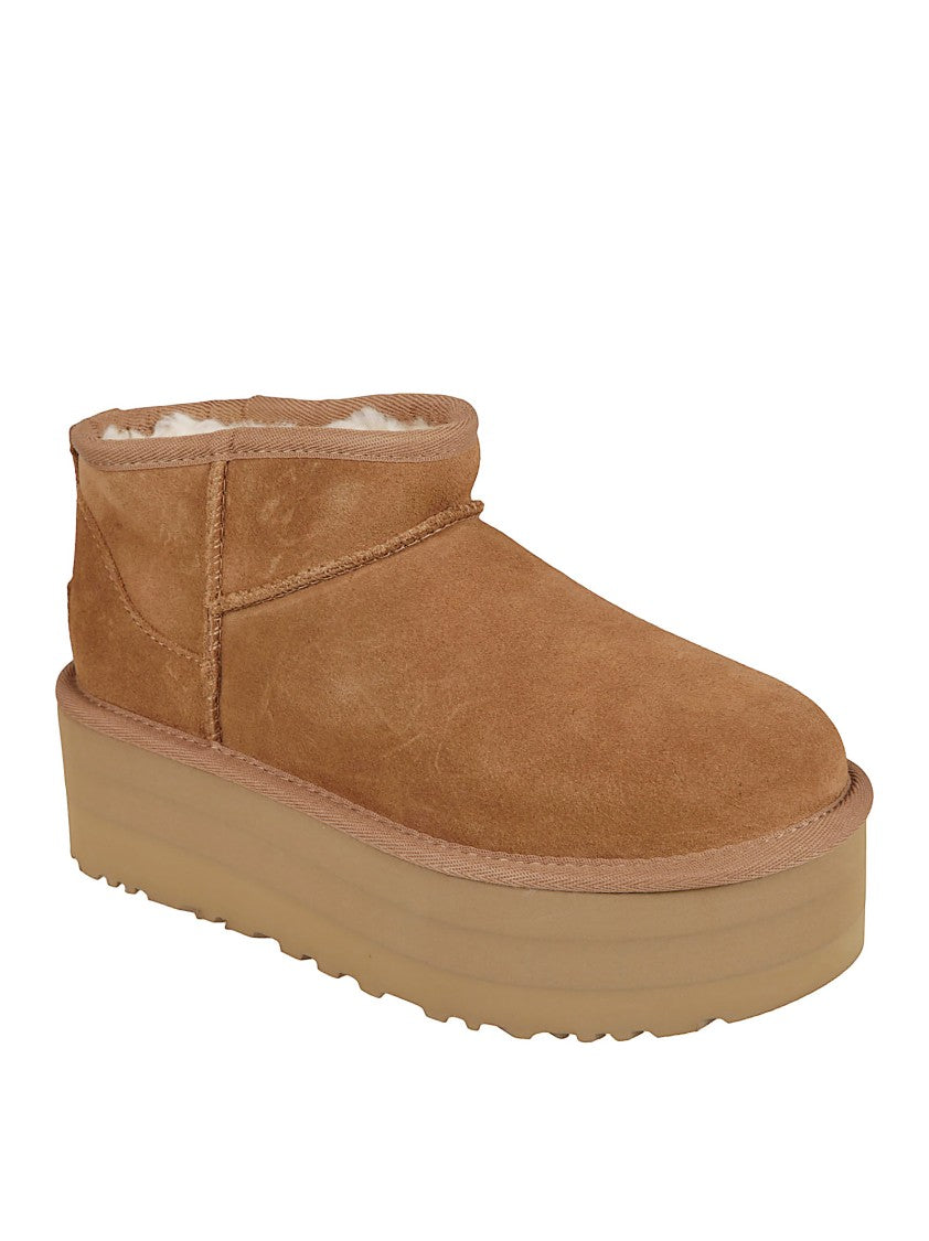Ugg Suede Leather Ankle Boots With Plush Interior