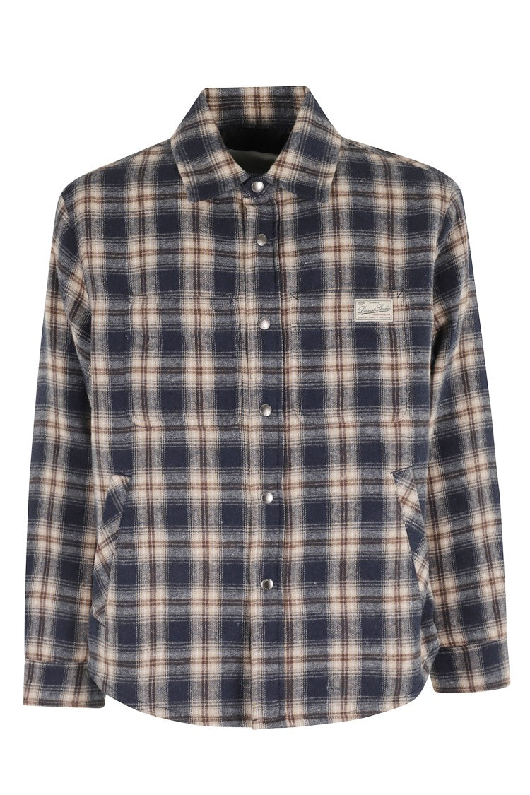 Dunst Quilted Check Flannel Jacket In Navy