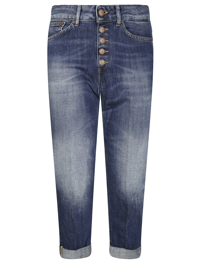 Dondup Cropped Blue Jeans With Five-Button Closure