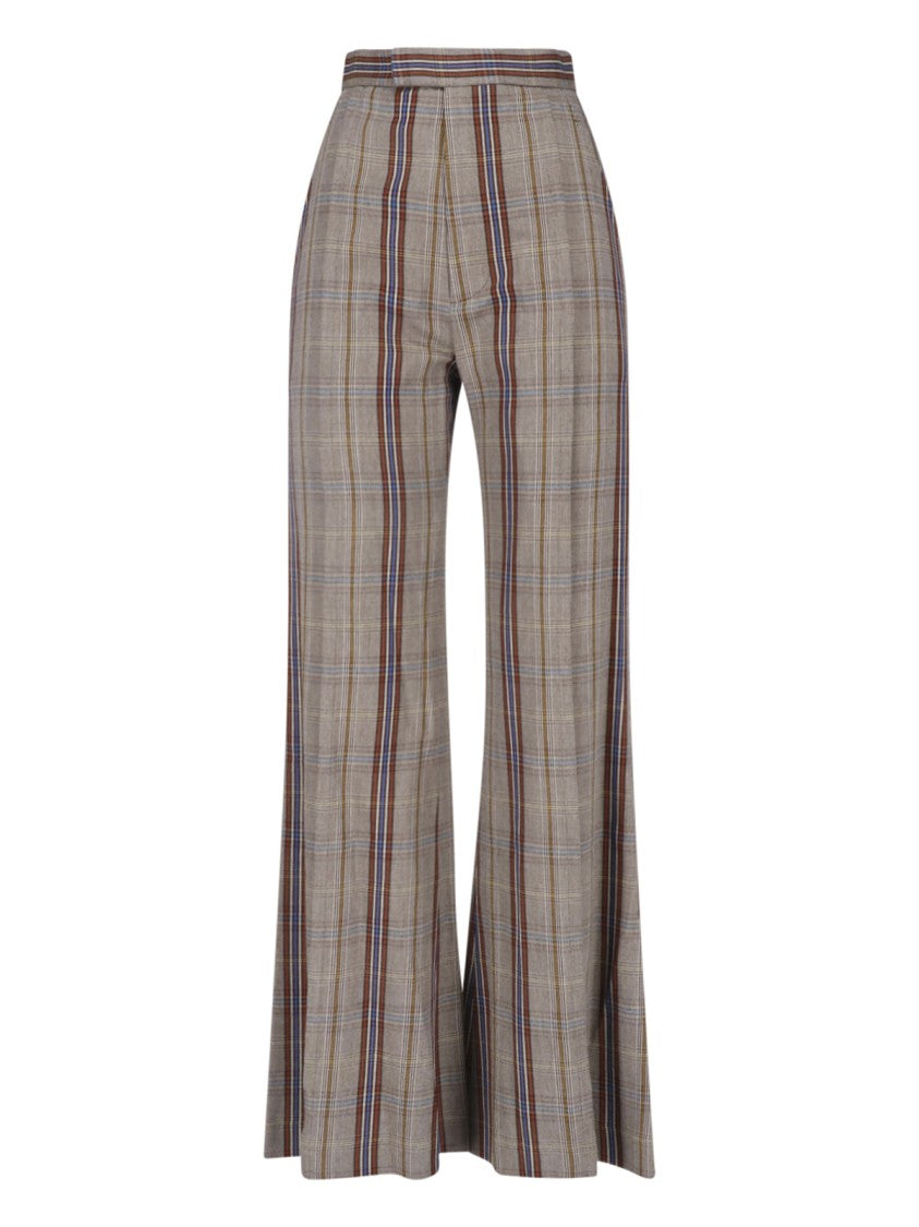 Vivienne Westwood Multicolor Check Wide-Leg Viscose Formal Pants
