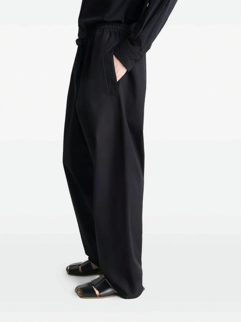 Lemaire Wide-Leg Black Trousers With Adjustable Drawstring