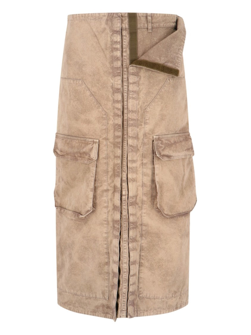 Y/Project Maxi Cargo Skirt In Brown Cotton