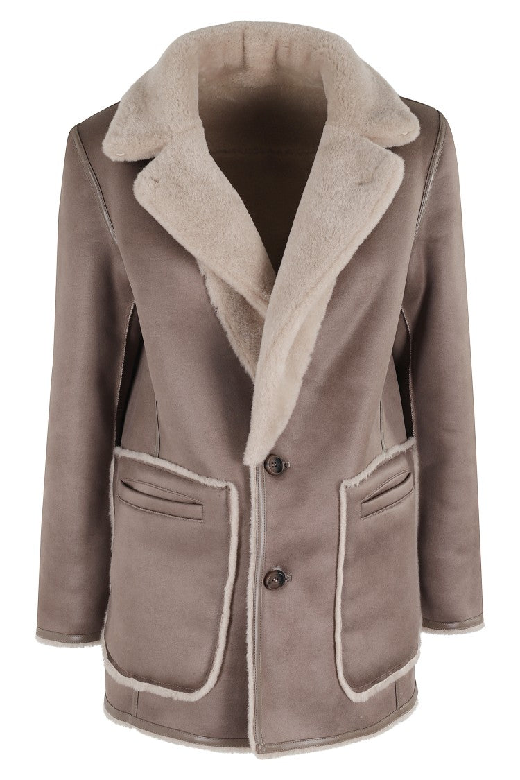 Urbancode Reversible Taupe Jacket With Shearling Details