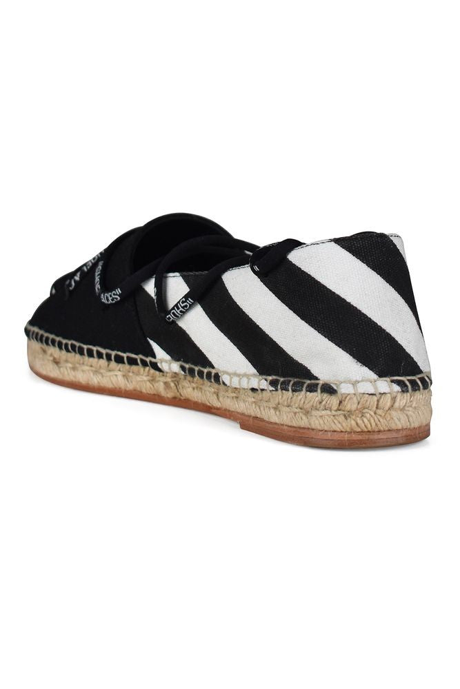 Off-White Black Canvas Espadrilles With Branded Ties
