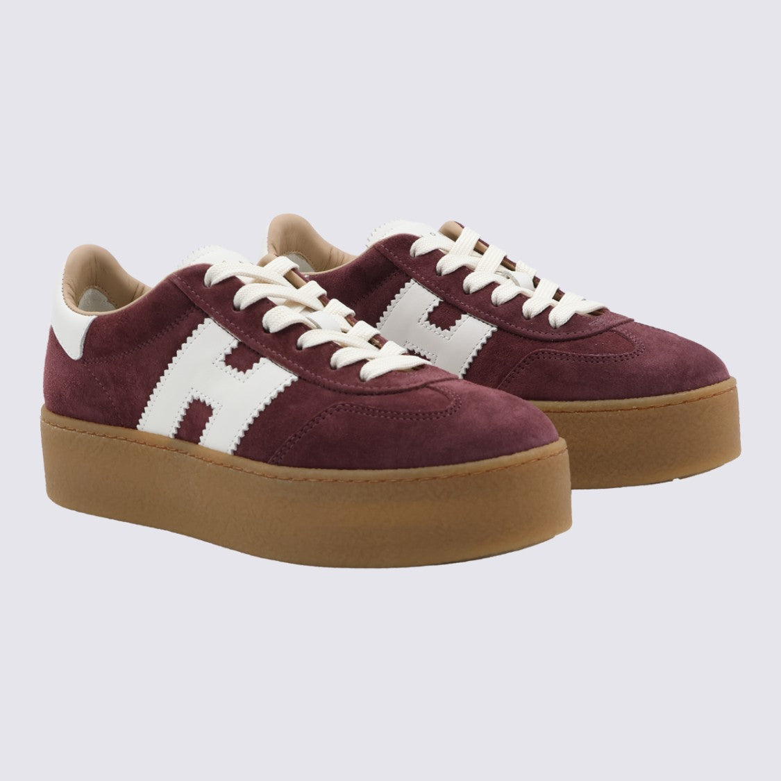 Hogan Burgundy Suede Sneakers With Signature Logo