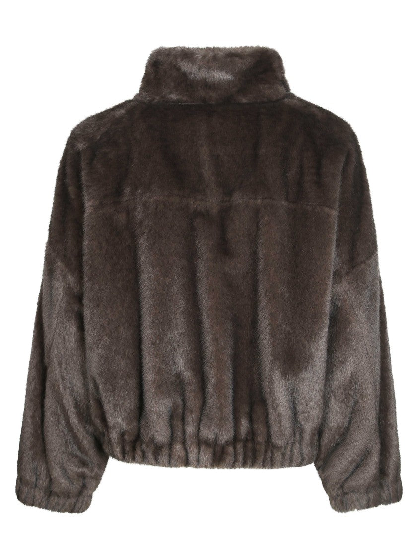 Max Mara Brown Wkdanemone Cropped Plush Jacket