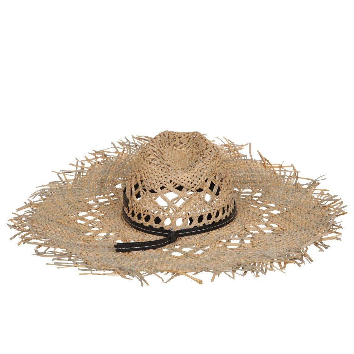 Catarzi Woven Straw Hat With Fringed Brim