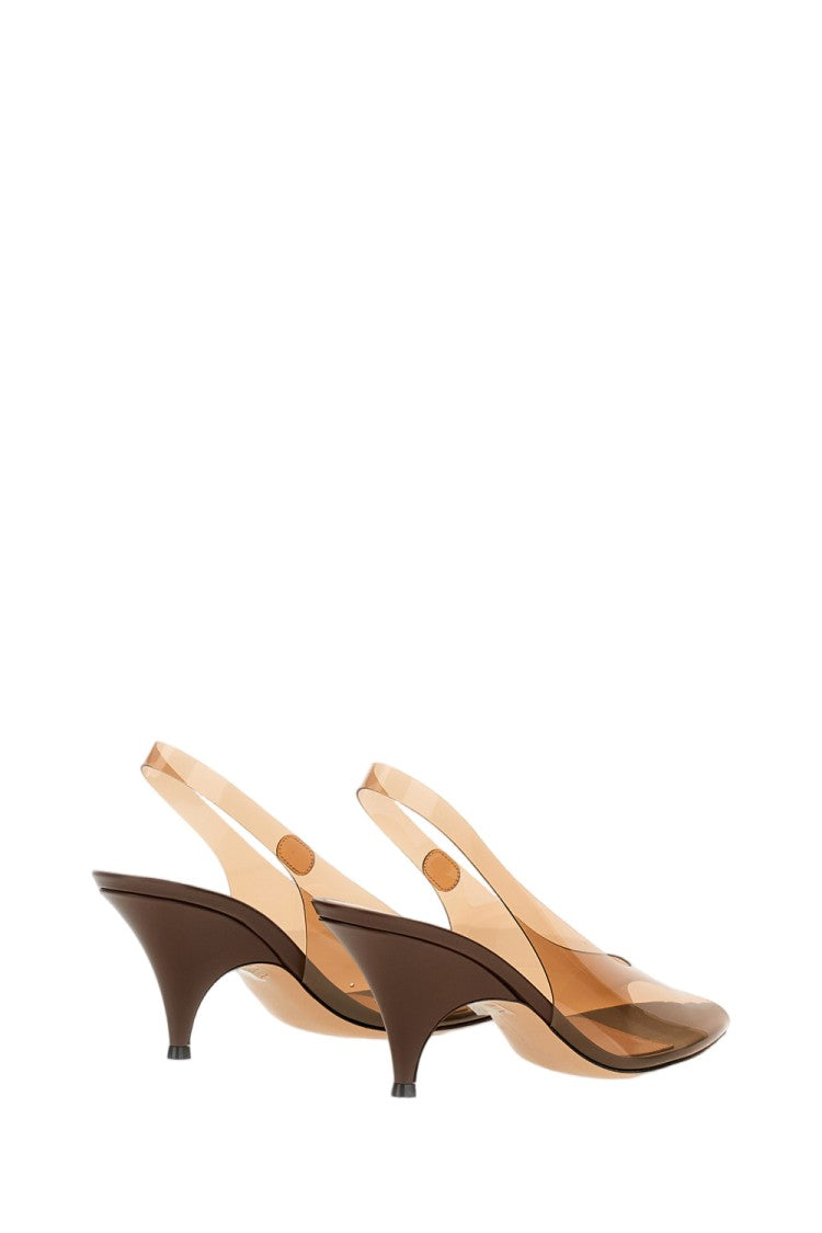 Gianvito Rossi Brown Glass Vitello Leather Open Toe Pumps