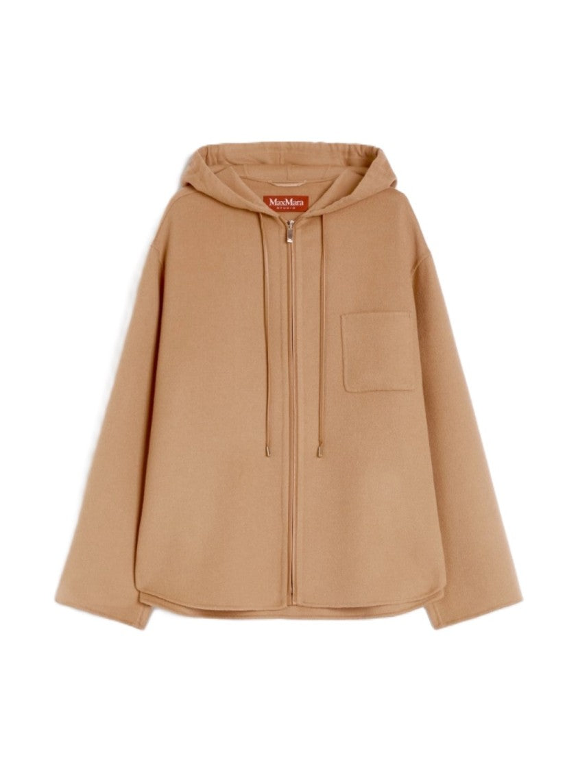 Max Mara Elegant Hooded Coat With Front Zipper