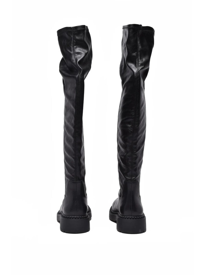 Ash Black Leather Stretch Boots