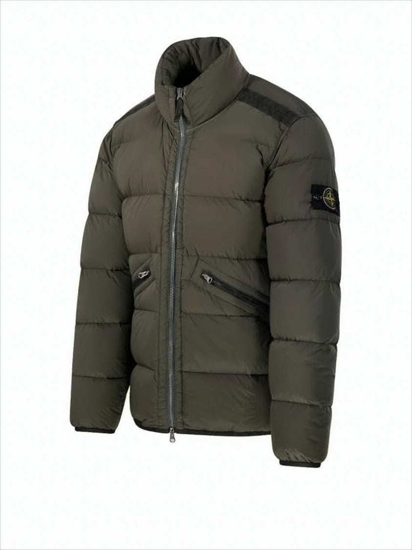 Stone Island Quilted High-Collar Padded Jacket With Zippered Pockets
