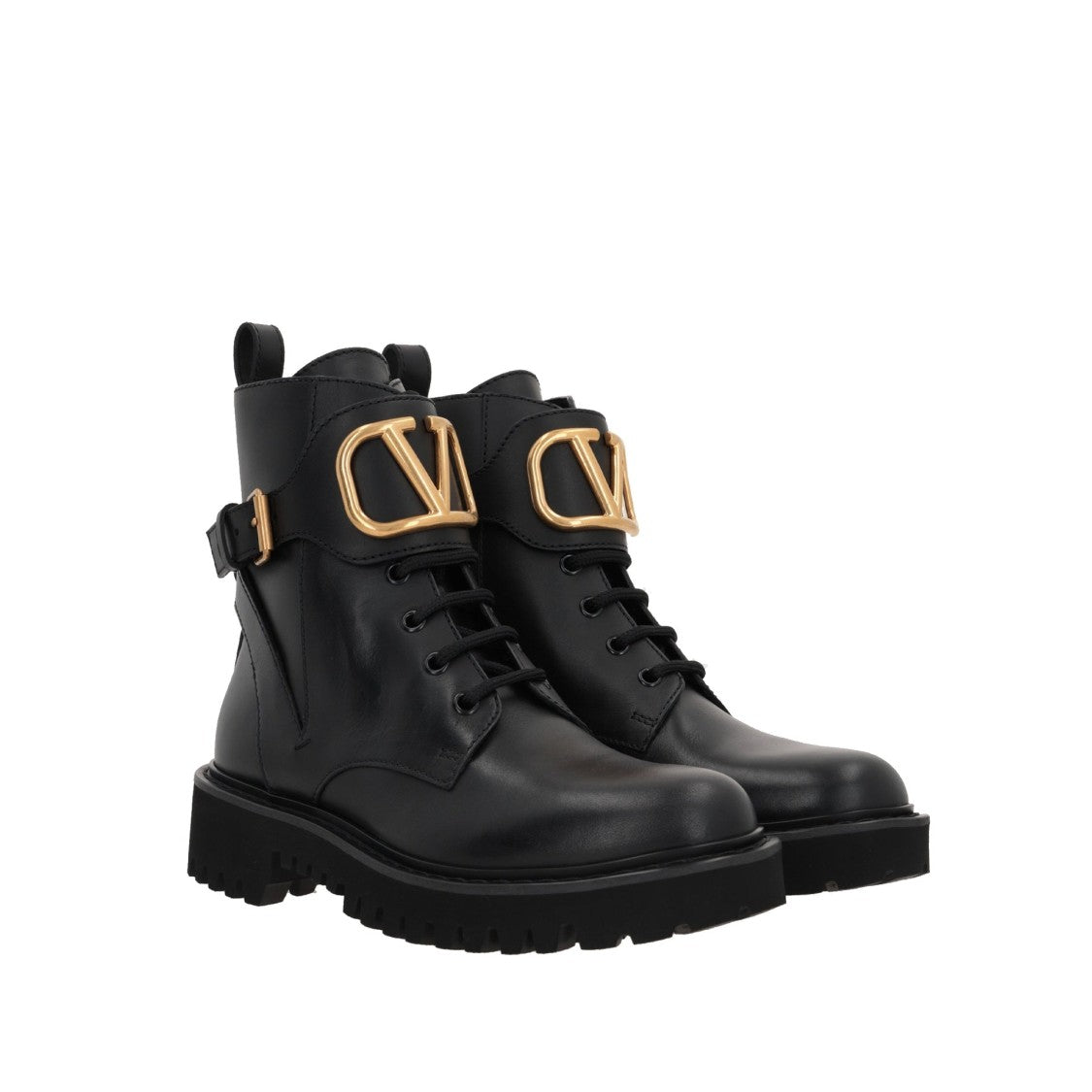 Valentino Garavani Black Calf Leather Vlogo Ankle Boots