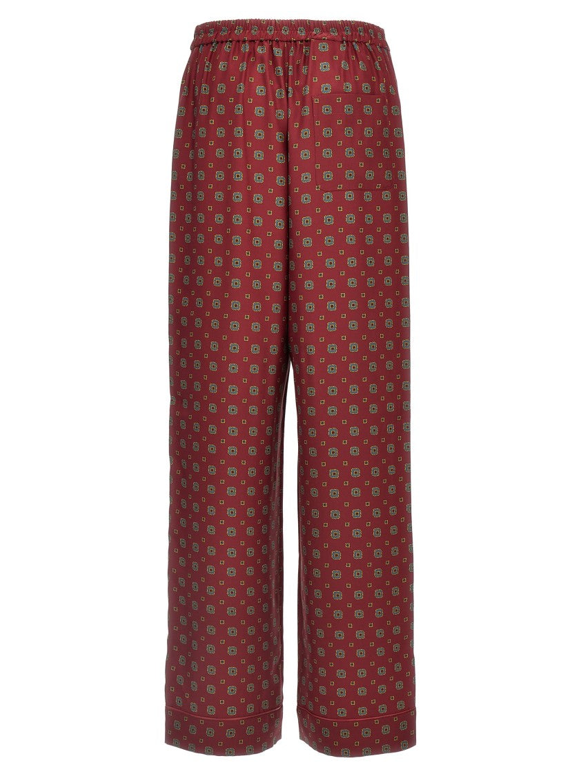 Moschino Vibrant Silk Trousers With Relaxed Fit And Elastic Waistband