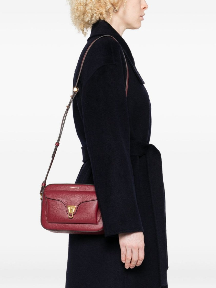 Coccinelle Structured Textured Leather Shoulder Bag