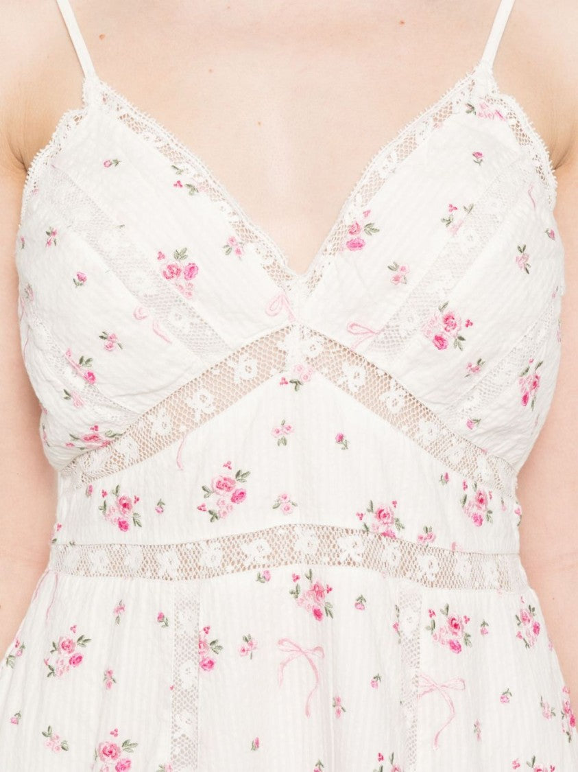 Loveshackfancy White Mini Dress With Adjustable Straps