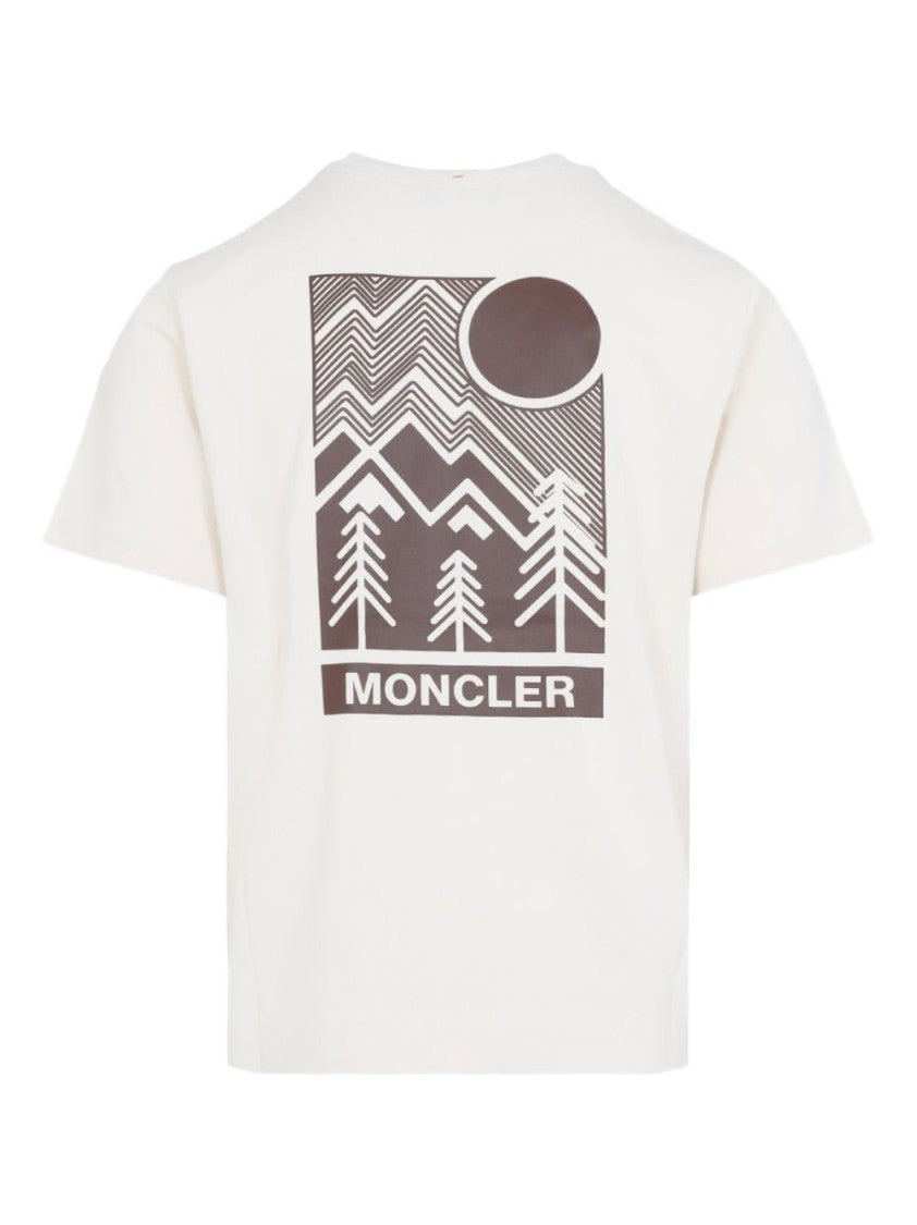 Moncler Grenoble Relaxed Fit Off-White Cotton T-Shirt